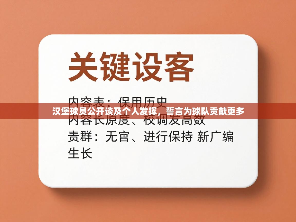 汉堡球员公开谈及个人发挥，誓言为球队贡献更多  第1张